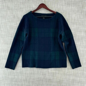 Tahari Women's Size Large Plaid Long Sleeve round neck pullover sweater 9503